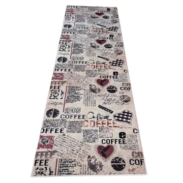 Kuchynský koberec s kávovým vzorom | Béžový 60x180