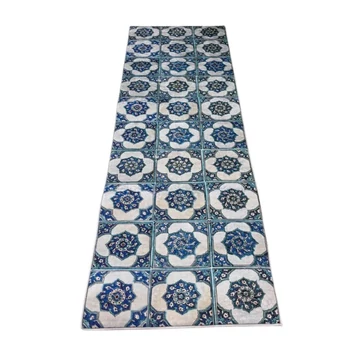 Kuchynský koberec s modrým vzorom dlaždíc 60 x 180 cm