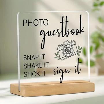 Svadobná fotokniha s akrylovou doskou a drevenou podložkou BR947863
