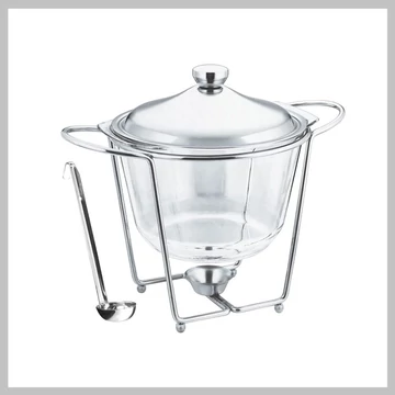 Perfect Home Polievková misa s teplom udržiavajúcim stojanom a naberačkou 4L, borosilikátové sklo 28389