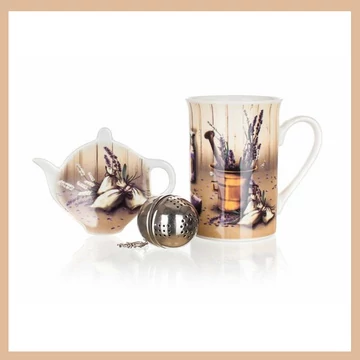 Keramická čajová súprava LEVANDUĽA, 3 diely 60hm08093