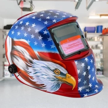 Haina HB-6880 automatická žiara tmavý zváračský štít Americká vlajka a vzor orla