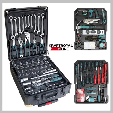 KraftRoyal 599-dielna sada náradia v rolovacom kufri KR599