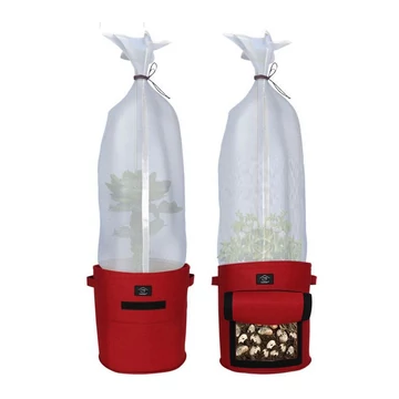 Laxlent Textilný kvetináč 2 veľké červené + sieťka na ochranu rastlín-holm7413