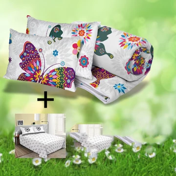 Súprava jarnej prikrývky DARČEK s 3-dielnou súpravou posteľnej bielizne