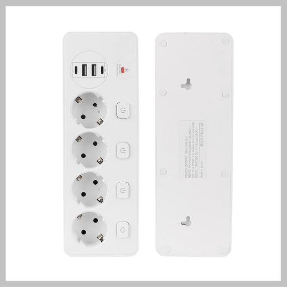 Sieťový rozbočovač EU zásuvka USB-C 20W predlžovací USB 3.1A rýchlonabíjacia prepäťová ochrana BKL-504EU