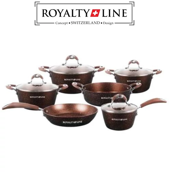 Royalty Line 10-dielna súprava jedálenského riadu so sklenenou pokrievkou, mramorová povrchová úprava RL-5010BRW