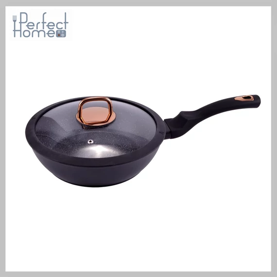 Perfect Home Golden Line Nepriľnavý hliníkový wok s pokrievkou 24 cm, indukčný 10487