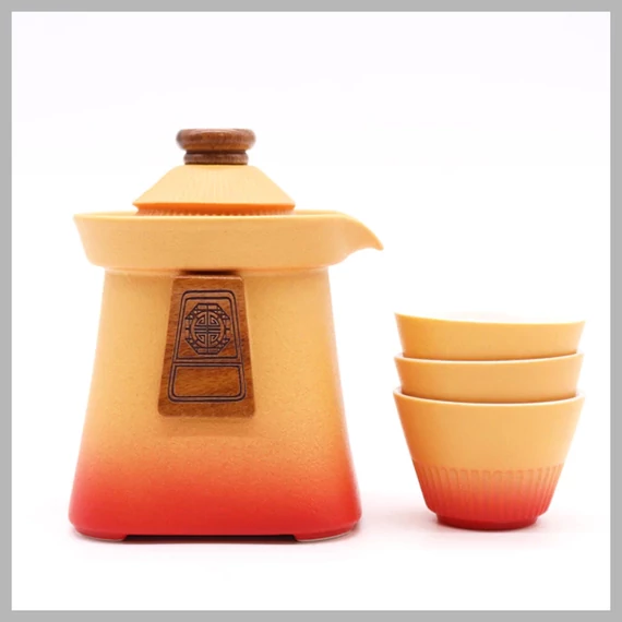 Temple čajová súprava s čajovou kanvicou a tromi šálkami - Orange TeaP-33