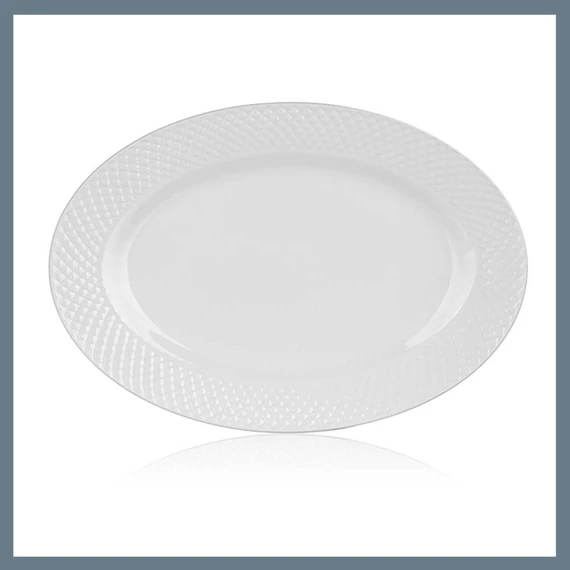 BANQUET DIAMOND LINE oválny keramický tanier, 34,5 × 24,2 cm, biely 60322123