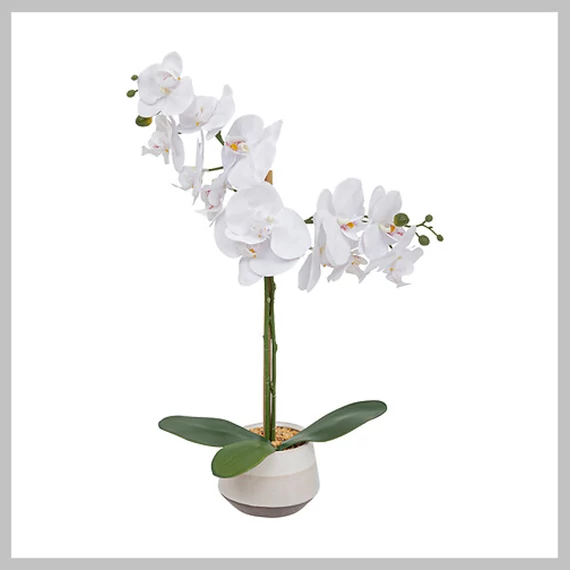 Umelá orchidea v črepníku, biela 198224