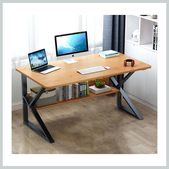 Počítačový stôl s policou, prírodné drevo 80 x 40 cm – STL04BR
