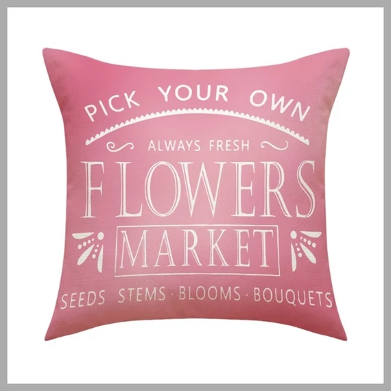 Obliečka na vankúš 45 x 45 cm s nápisom "FLOWERS MARKET" POD159