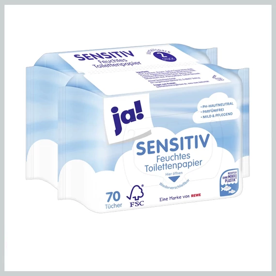 ja! Sensitive vlhčený toaletný papier, 70 ks, 2 balenia 8033362