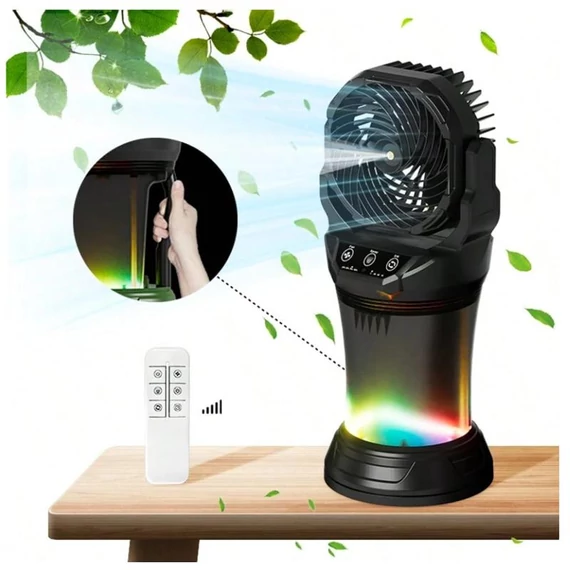 Ventilátor s diaľkovým ovládaním, zvlhčovačom a RGB osvetlením – 82755591