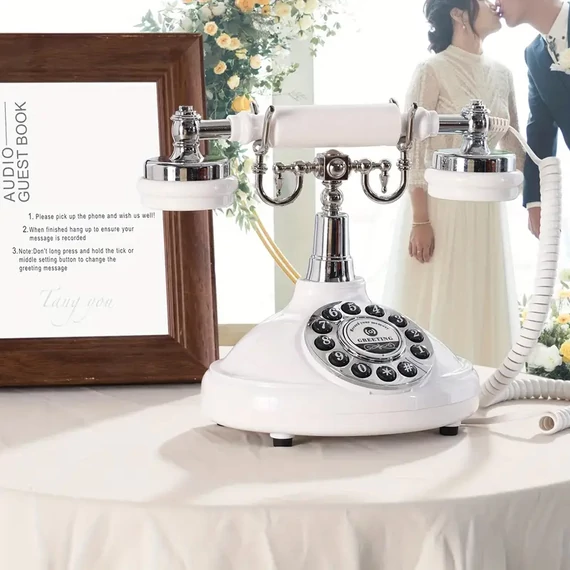 Retro štýlová Audio Guest Book – Hlasová kniha hostí na svadby (JB126810-W)