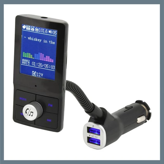 Autonabíjačka FM transmiter – farebný LCD displej, Bluetooth, USB, microSD, AUX 07722