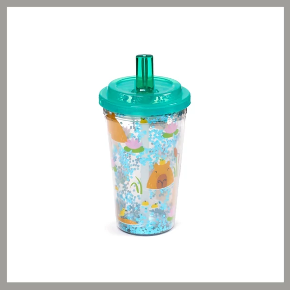 Detský trblietavý pohár so slamkou CUP81