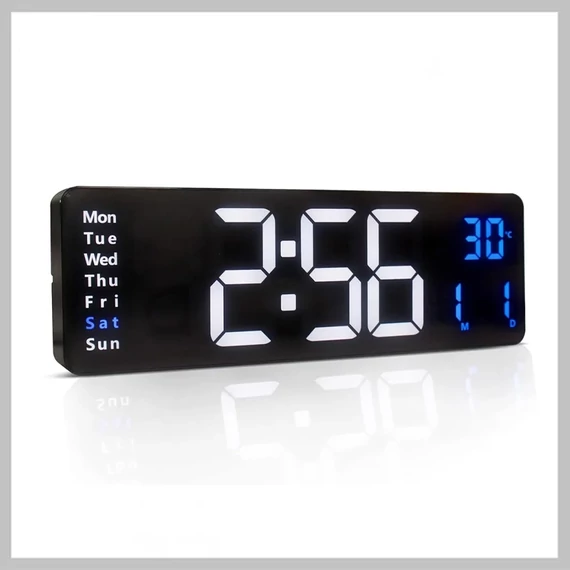 Plastové digitálne nástenné hodiny – 40 cm, LED displej, dátum, teplota, diaľkové ovládanie 6286408