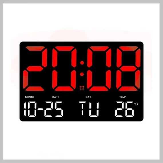 Veľký LED digitálny nástenný/stolový hodiny – dátum, čas, teplota 6386428 