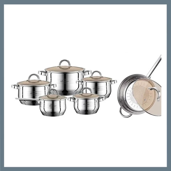 Bachmayer BM-1205 – 12-dielna súprava hrncov z nehrdzavejúcej ocele so sklenenými pokrievkami