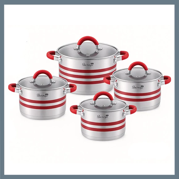 Súprava hrncov Bachmayer 8 dielna so silikónovými rukoväťami BM-4010