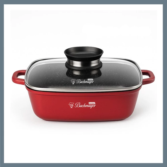 Štvorcová zapekacia misa Bachmayer 28 cm so sklenenou pokrievkou BM-7778-28
