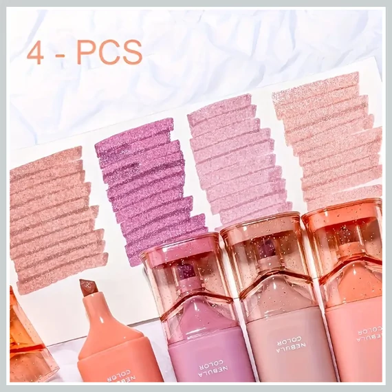 Súprava 4 trblietavých zvýrazňovačov – Pink Nebula DW507694-pn