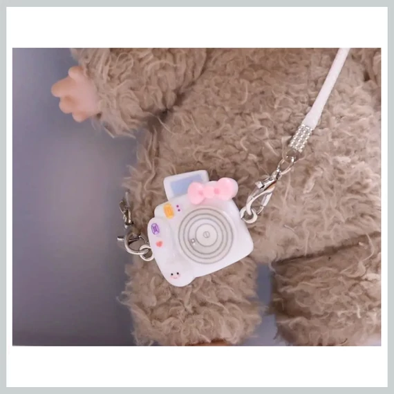 Mini biely fotoaparát pre figúrku LABUBU EX3945581-f