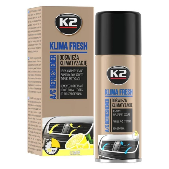 K2 Klima Fresh – sprej na čistenie a osvieženie klimatizácie s citrónovou vôňou, 150 ml K222
