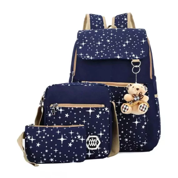 Školský set s hviezdičkami – 3-dielny, modrý KBL-1143-01-K