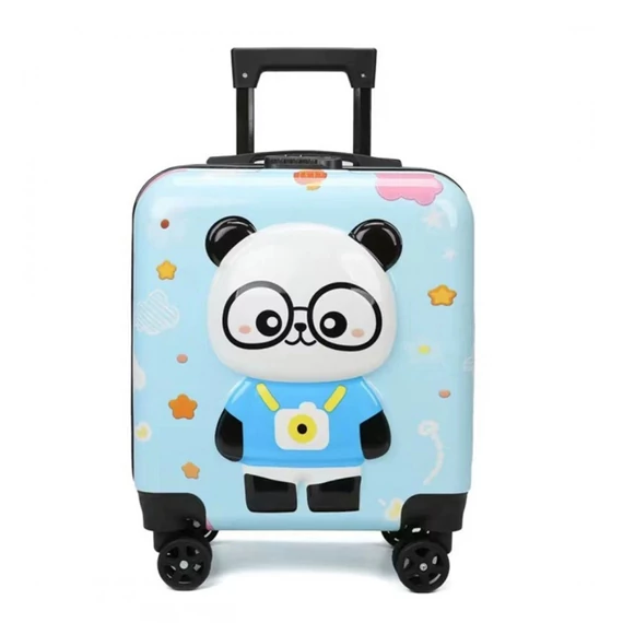 Detský kufor na kolieskach – modrý s motívom pandy WP07