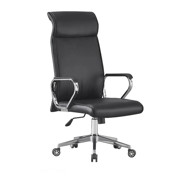 Ergonomická Kancelárska Stolička – Ekokoža, Chrómovaný Podstavec, Nastaviteľná Výška 9024H