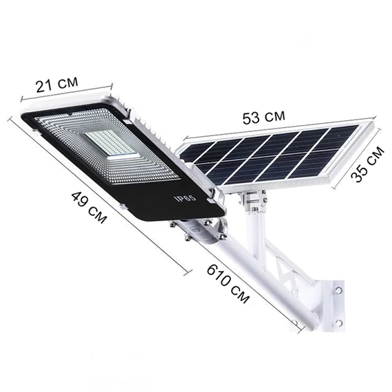 Solárna pouličná lampa – 100 W, 206 LED, s diaľkovým ovládaním, 2 úrovne jasu, vodotesnosť IP65 YS100W