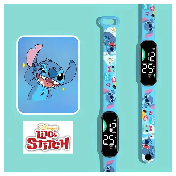 Disney Stitch Digitálne Hodinky pre Deti – Silikónový Remienok, Dotykový LED Displej CU3575409