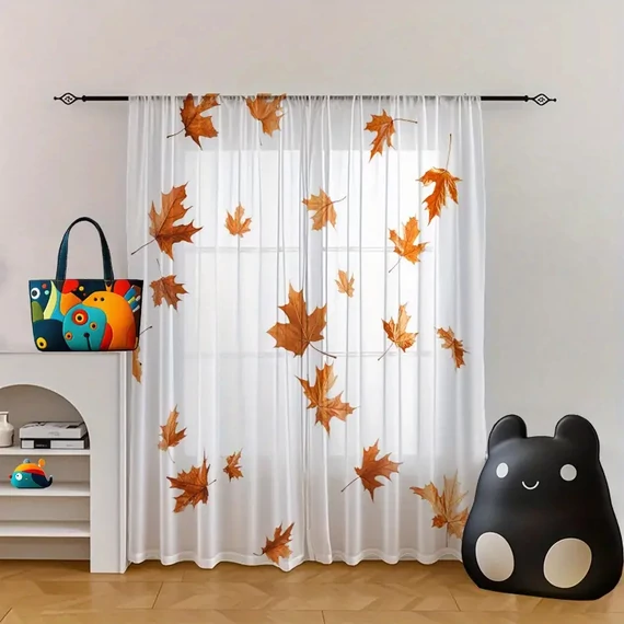 Záclona s jesennými listami, priesvitná 132×274 FN3625090-127