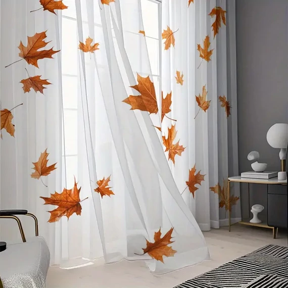 Záclona s jesennými listami, priesvitná 100×130 FN3625090-13
