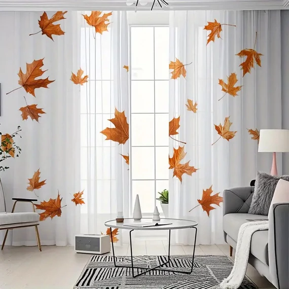 Záclona s jesennými listami, priesvitná 132×213 FN3625090-132