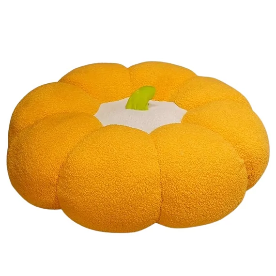 Plyšový vankúš v tvare tekvice – žltý GQ1446643