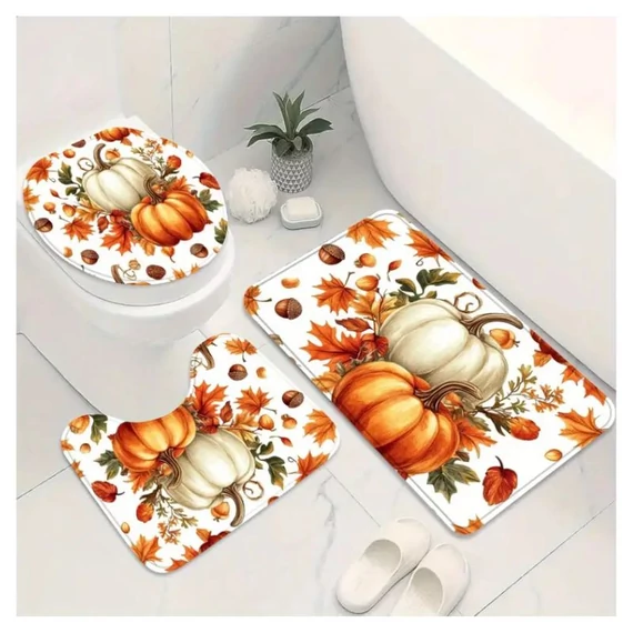 3-dielna Sada Kúpeľňových Kobercov s Jesenným Motívom Tekvíc AP5222465