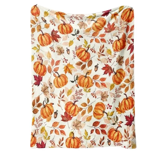 Jesenná flísová deka s motívom tekvíc a listov – 150 × 130 cm BW5475772-4