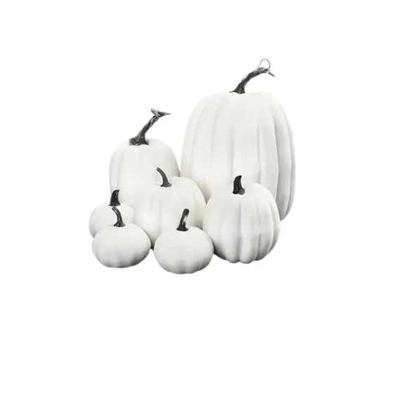 7-dielna Sada Dekoratívnych Umelých Tekvíc – Biela HN104988-2