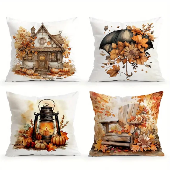 4-dielna jesenná sada dekoračných obliečok na vankúše – 50×50 cm QA2911013