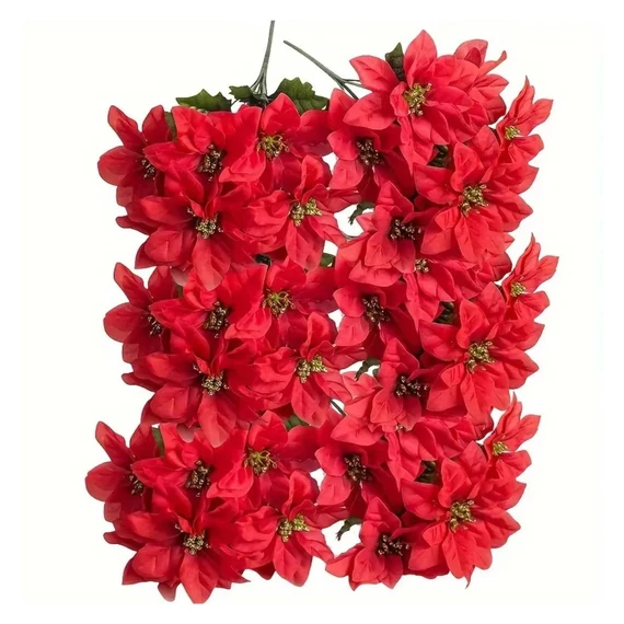 Vianočná kytica z vianočných hviezd – 6 stoniek, červená – HR281813