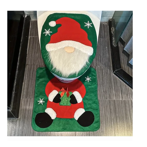 Vianočná sada toaletných predložiek – vzor Santa Claus, 2 kusy, zelená – NK280024-2