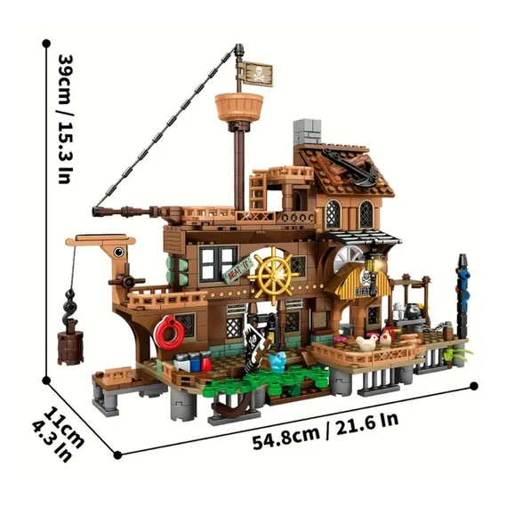 Vianočná záhradná dekorácia na solárny pohon – svetlá v tvare borovice, 5 kusov – Stavebnice pirátskej lode – 39 × 54,8 × 11 cm – PD4392796