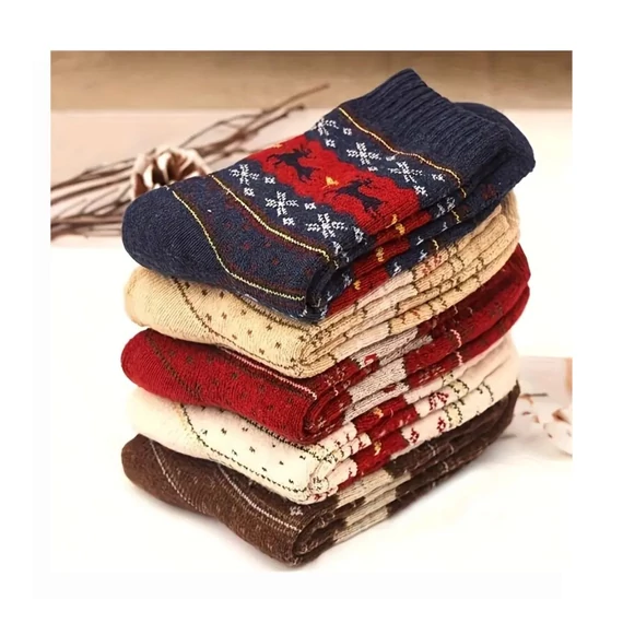 Sada zimných ponožiek – 10 párov, náhodné vzory – XF2485240