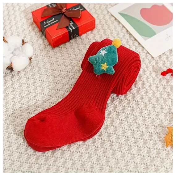 1 pár detských vianočných pančúch – červené, zmes bavlny GB314149-6