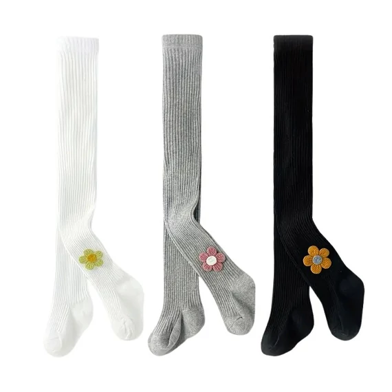 Detský set pančúch pre dievčatá – 3 páry, s kvetinovou výšivkou GG127995-11