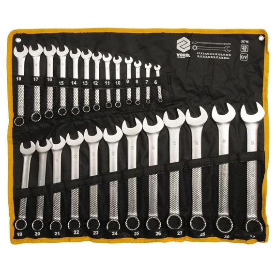 Sada hviezdicových kľúčov 6–32 mm – 25 ks, CrV oceľ, v textilnom vrecku TO-51715